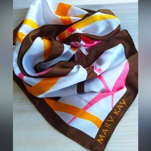 Mary Kay Long Polyester Scarf and Black Zippered Mini Purse Travel Pouch